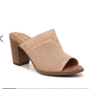 Toms Womens Mule Slide Sandals Tan Block Heels